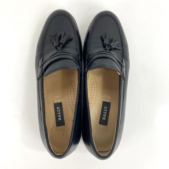 Bally Leather Dress Shoes Mens 11.5 D Sarzano Tassel Loafers Slip On Black, Fine - Picture 8 of 10